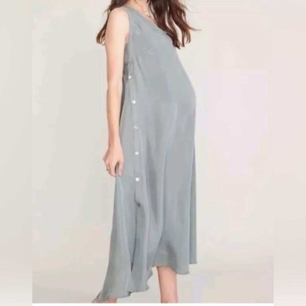 HATCH Maternity Linnea Sleeveless Midi Dress in Sage Green